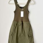 Mango NWT  Combined Parachute Morrone Knit Mini Dress Olive Green Wome's Size XS Photo 3