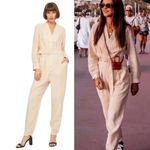 ZARA Blogger Fave Jumpsuit Belted Button Front Long Sleeve Utility Cream NEW S Photo 1