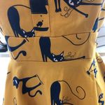 Vintage 80s 90s IXIA Cat Print Mini Dress Yellow Blue Size Small Photo 10