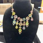 Betsey Johnson gold tone flower PALISADE LOST necklace And Earrings Set Photo 2