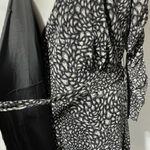 Susan Graver New Animal Print Mesh Midi Wrap Dress Grey Black Size Medium Photo 11