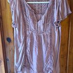 Knox Rose Womens Top Blouse Mauve Purple Lace V Neck Short Sleeve Size M Photo 0