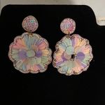 Iridescent Floral Statement Earrings Purple Photo 1