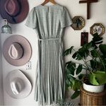 Polagram  Mint Green Floral Pleated Midi Dress Women's SIZE MEDIUM new with tags‎ Photo 3