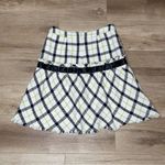 Etcetera Women's Black/White Tweed Pleated Plaid Skirt with Ribbon Trim sz 6 Photo 1
