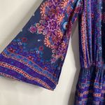 American Eagle Sz XS Romper Multi Color Paisley Bell Sleeve Deep V-Neck Women’s Photo 4