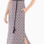 Soma Geo Print Sleeveless Maxi Dress Tassel Tie Rayon Slits Loungewear Resort White Size M Photo 0