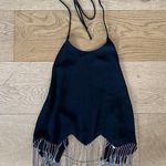 Current Mood  - Chain Hem Tie Back Halter Neck Top in Black & Silver Photo 0