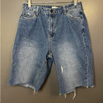 Avec Les Filles  Shorts Womens 30 Blue Denim Bermuda Cutoff Raw Hem Casual Photo 0