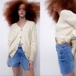 ZARA The 90s Bermuda High Rise Loose Fit Denim Jean Shorts Photo 1