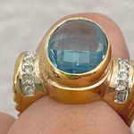 Vintage Aquamarine Pillow Cut Stone Gold Photo 9