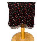 Stellino Floral Y2K Bodycon Dress Black Red Rose Print Lace Trim Women Size 8 Photo 4