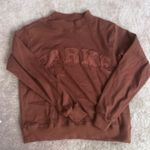 PARKE Ribbed Varsity Pullover Mockneck Sweatshirt in Mocha S/M Photo 5