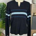 Armani Exchange AX • lambs wool blend ribbed stripe vneck sweater Photo 0