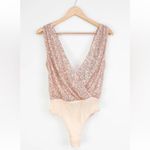 Lulus Evening of Wonder Gold Sequin Cowl Back Bodysuit size XS NEW Photo 2
