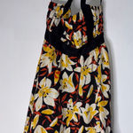 Moulinette Soeurs *‎ Black & Yellow Small Silk Floral Print Halter Neck A-Line 8 Photo 0