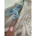 ZARA Women's White Lace Shift Dress Short Sleeve Size M Formal‎ Photo 2