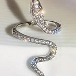 NWT! Chic Silver Rhinestone Snake Wrap Ring Photo 1
