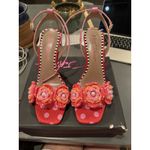Betsey Johnson  Ainsleyy Women's Heeled Sandals Shoes Size 9 Red Multi Floral‎ Photo 1