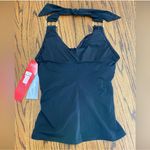 Spanx  Swim Tankini Womens 8 Black Swim Suit Halter Top ONLY Gold Detail NWT Photo 5