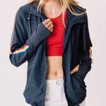 Zyia  Navy Blue Rainbow Athletic Windbreaker Jacket S Photo 1