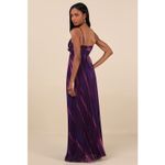 Lulus NWT  Lovely Boldness Purple Multi Watercolor Pleated Maxi Dress Prom Sz M Photo 2