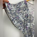 CAbi  Gray Purple Flutter Short Sleeve‎ Floral 301 Blouse Photo 2