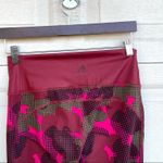 Adidas Womans Leggings Camo Grid Pink Red Gray Athletic Medium Photo 4