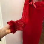 European very beautiful red dress, Material stretch, guipure sleeves, size M Size M Photo 2