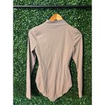 Girlfriend Collective  Tan Mockneck Bodysuit Ribbed Stretchy Sz Large Photo 2