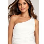 Lulus  Total Appeal White Ruched One-Shoulder Bodycon Midi Dress Party Size XS Photo 1
