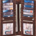  Stylish Bifold Long Slim Wallets - Real Leather RFID Blocking Security 2 ID Window Credit Card Holder for Men Women Photo 4
