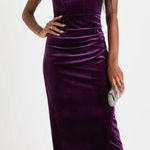 Lulus NWT Glamorous Celebrations Purple Velvet Strapless Maxi Dress S Photo 0
