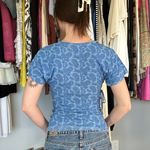 Sweet Pea Blue Paisley Mesh Wrap Top Photo 2