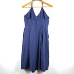 Elia Cher NEW  Blue Spaguetti Strap Sexy Open Back Pocket Dress Size L Photo 4
