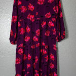 A New Day Dark Purple Floral Tiered Dress - , Womens Size S, Lightweight Photo 0