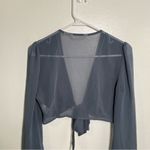 Glassons Cropped Chiffon Top Blue Gray Sheer 8 Photo 6