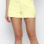 American Eagle Women Yellow Stretch Corduroy Mom Shorts Size 12 Photo 0