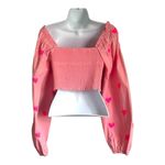 Main Strip EUC - Heartfelt Milkmaid Smocked Sequin Hearts Crop Top - Size: Large Photo 5