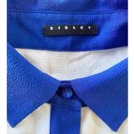 Sisley Sleeveless Cream Contrast Blue Trim Button Dressy Y2K Top Photo 2