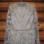 Mac Duggal NWT 11165 Blue Queen Anne Lace Long Sleeve V-Neck Trumpet Gown Dress Photo 11