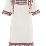 Whistles Selina Embroidered Frayed Cotton Sack Dress Mini Ivory Size 2 Small Photo 0