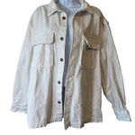 H&M Corduroy Relaxed Fit Overshirt Jacket Womens Large Button Up White Shacket Photo 0