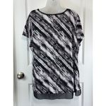 Vera Wang Simply Vera Women's 1X Tie Dye Sheer Hem Tunic Top Gray Black White Photo 1