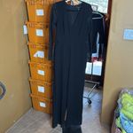 BCBGMAXAZRIA NWT Black Solid Long Lace Sleeve One Piece Jumpsuit Size 10 Photo 4