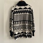 Urban Outfitters Black & Cream Geometric Print Oversized Knit Turtleneck M Fall Photo 3