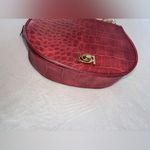 Bebe New Michelle Mini Saddle Red Croc-Embossed Chain Shoulder Bag-New With Tags Photo 4