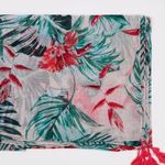 NWT Tropical Leaves Flowers Pattern Scarf Photo 0