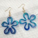 Funky Flower Earrings, Flower Earrings, Rainbow Earrings, Flower Earrings Blue Photo 0