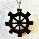 BUDDHIST WHEEL coconut shell pendant necklace Brown Photo 4